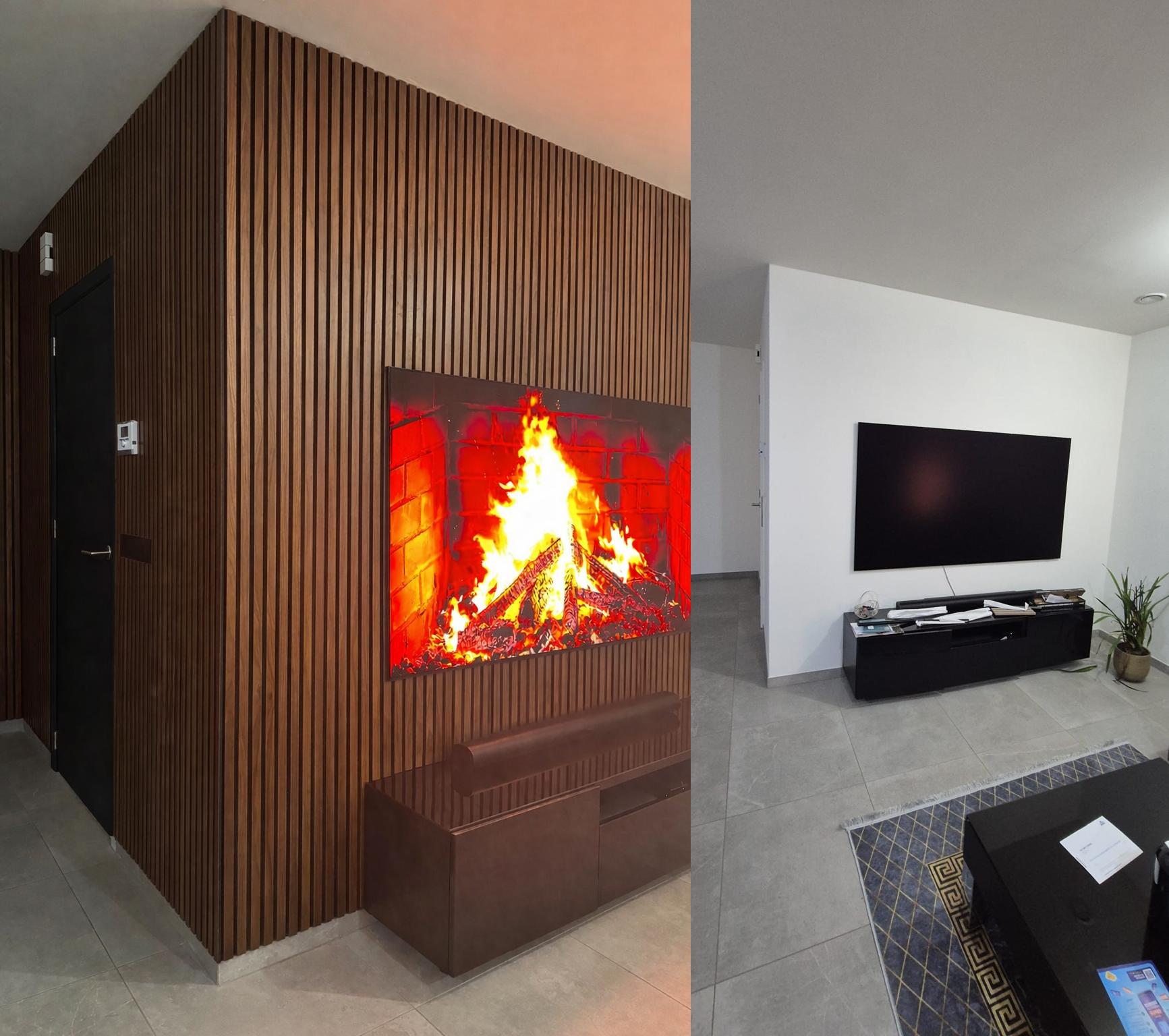 Voor en na vergelijking woonkamer renovatie